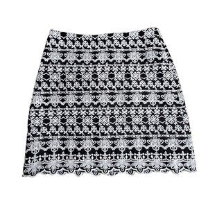 Ann Taylor LOFT Womens Black Floral Embroidered Casual‎ Mini Skirt Size 0 NWT